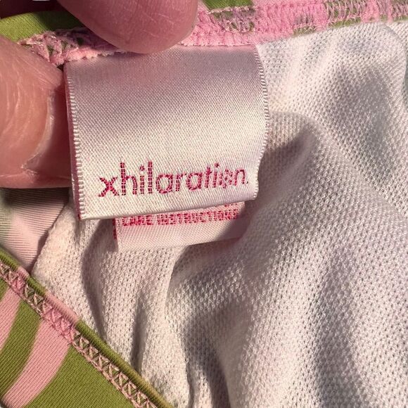 Xhilaration pink and green flower bikini top and bottom set L top S bottom ** - Picture 6 of 12